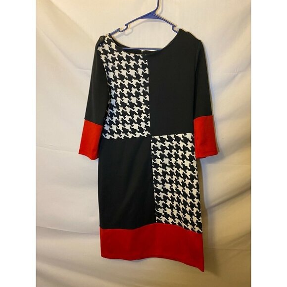 STITCHBTWEEN WOMENS SIZE MEDIUM COLORBLOCK DRESS BODYCON MIDI - Picture 1 of 3